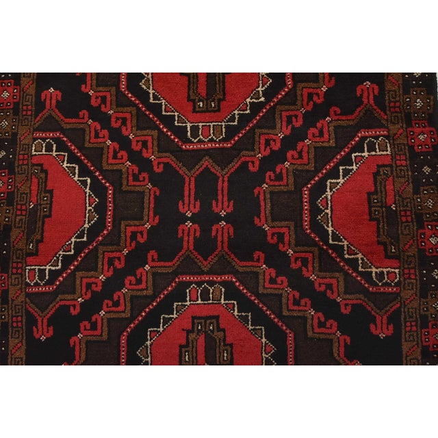 1980s Vintage Baloch Rug 3'1'' X 4'8'' Black Wool Tribal Hand-Knotted Oriental Carpet For Sale - Image 5 of 12