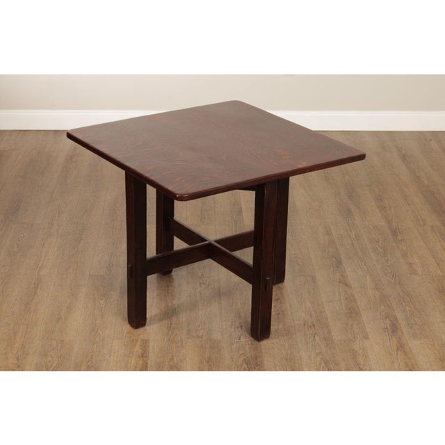 High Quality American Made Antique Mission Style Game Table by Stickley Brothers #2674 in Solid Quartersawn Oak