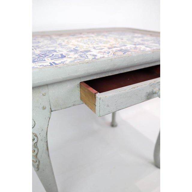 Rococo Grey Painted Tiled Table, 1780s For Sale - Image 10 of 13