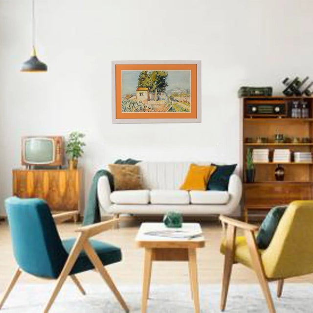 Illustration Landscape in Provence Watercolor Painting by Francois Pascal For Sale - Image 3 of 13