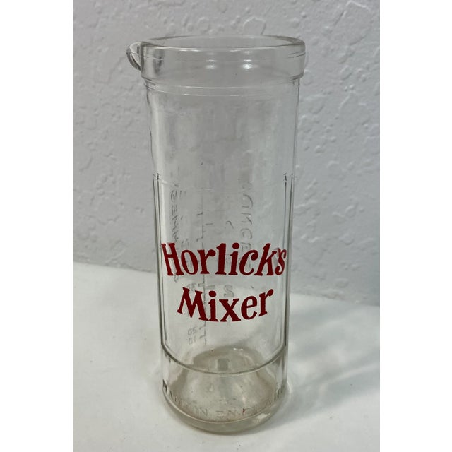 Transparent Vintage Glass Horlicks 8 Ounce Mixer Measuring Jar With Metal Strainer From England For Sale - Image 8 of 10