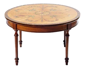 19th C. English Painted Satinwood Round Table