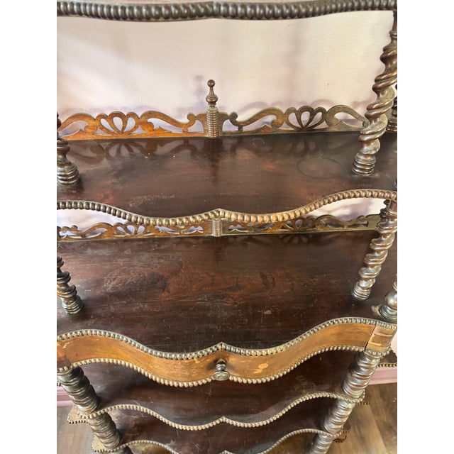 Victorian Late 19th Century Victorian Barley Twist Etagere With 2 Drawers and 6 Shelves. For Sale - Image 3 of 13