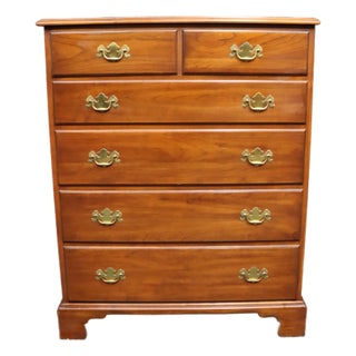 1980s Henkel Harris Wild Black Cherry Highboy Chest For Sale