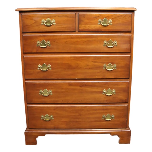 1980s Henkel Harris Wild Black Cherry Highboy Chest For Sale