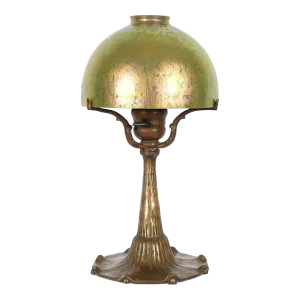 1910s Tiffany Studios Bronze & Favrile Glass Table Lamp