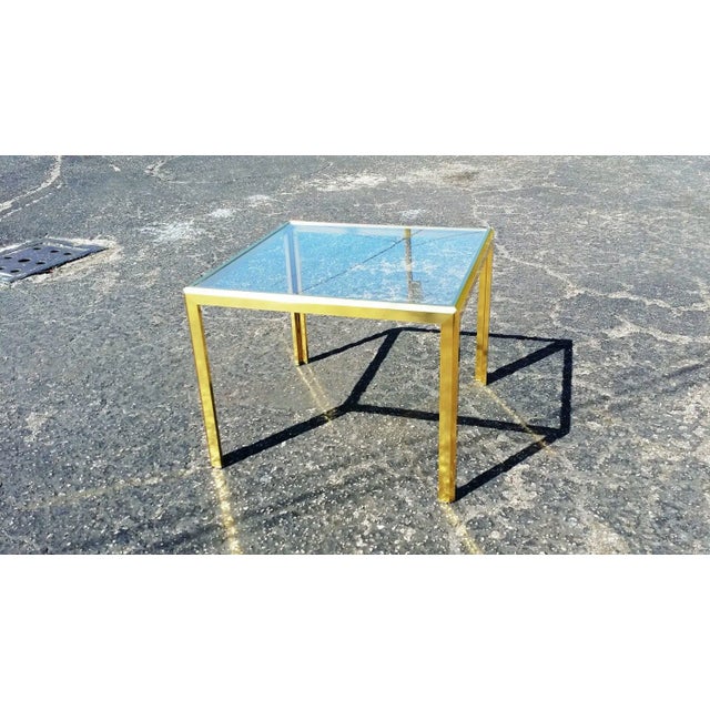 Brass Square Tinted Glass Side End Table in the Manner of Romeo Rega For Sale In Miami - Image 6 of 6