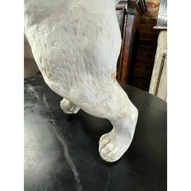 Antique French Bulldog Sculpture | Early 20th Century Plaster & Metal Figure, Circa 1910–1920 For Sale - Image 12 of 12