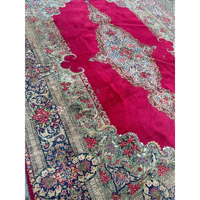 Large Mid-Century Distressed Kirman Rug, 1950s For Sale - Image 17 of 18