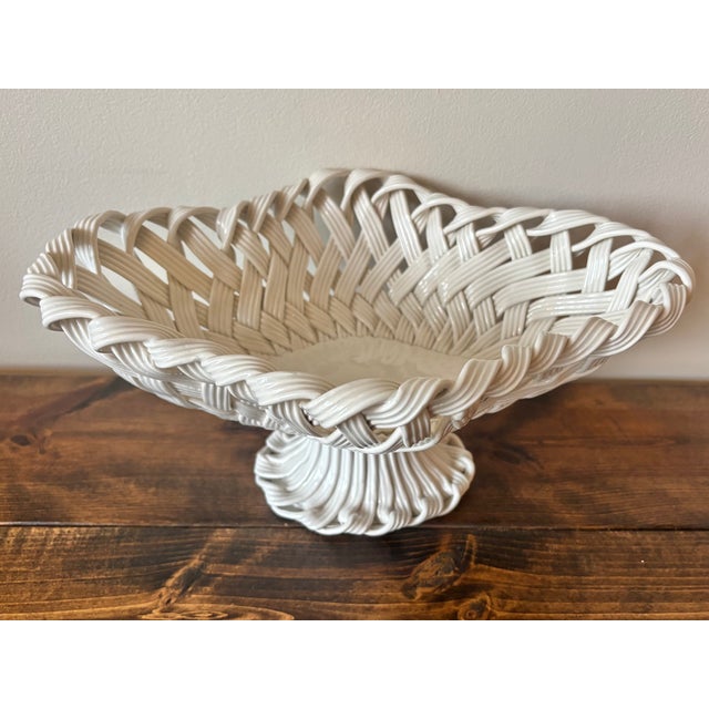 1970s Italian Weaved Ceramic Basket For Sale - Image 4 of 5