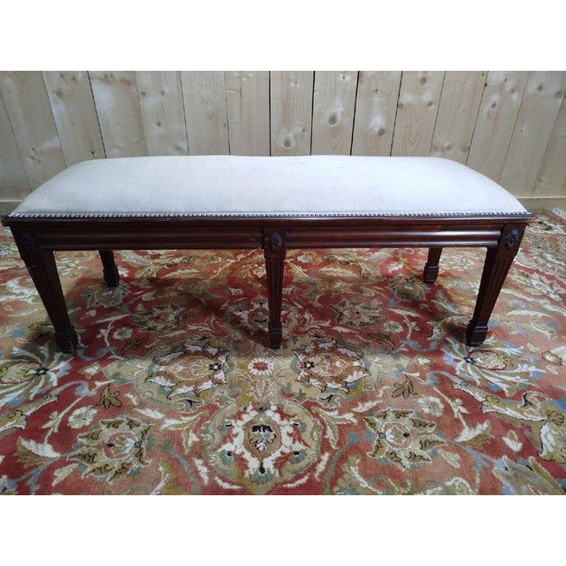 Brown Louis XVI Fabric Piano Bench For Sale - Image 8 of 10