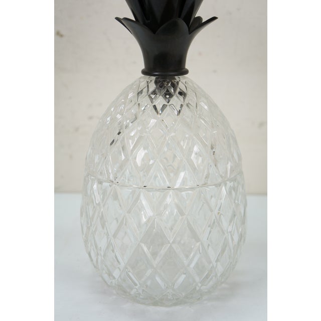 Set of 2 Vintage Castilian Imports Crystal & Bronze Lidded Pineapple Jars Urns Compotes For Sale - Image 6 of 12