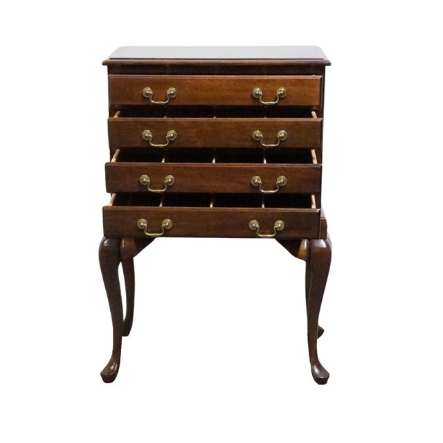 Late 20th Century Cresent Furniture Solid Cherry Traditional Style 24" Four Drawer Accent Silver Chest For Sale - Image 5 of 11