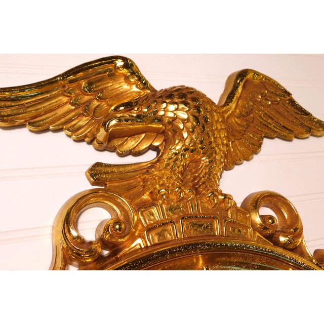 Gold Vintage Syroco 4010 Eagle Mirror Federal Style Convex Wall Mirror Excellent Condition Celebrate u.s. 250th Anniversary For Sale - Image 8 of 17