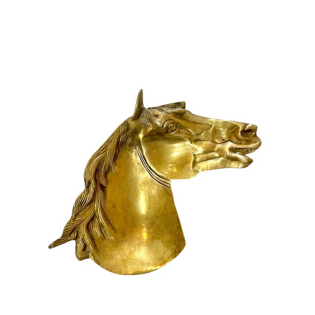 Vintage English Brass Horse Head Form Dish Ashtray For Sale - Image 9 of 10