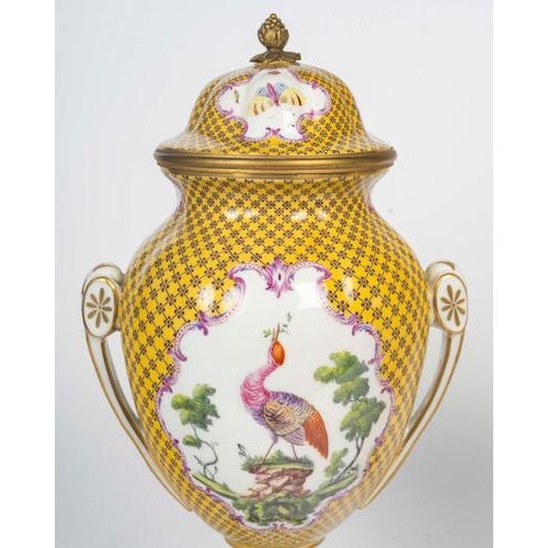 Louis XVI Style Porcelain and Gilded Bronze Covered Vases, Set of 2 For Sale - Image 3 of 12