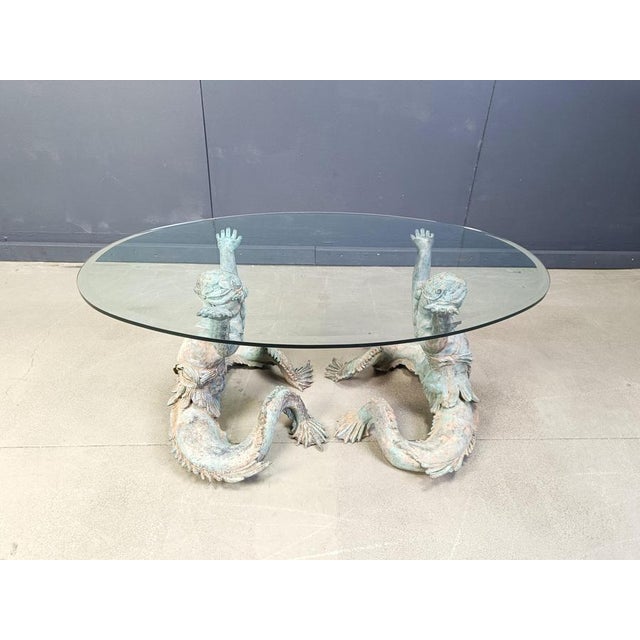 Vintage Bronze Putti Mermen Coffee Table, 1960s For Sale - Image 12 of 13