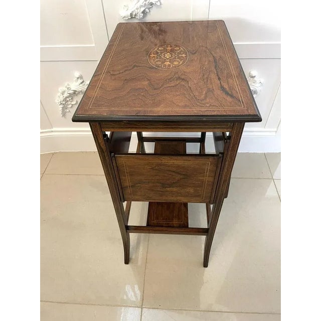Antique Edwardian Rosewood Inlaid Centre Table, 1900s For Sale - Image 5 of 12