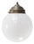 Art Deco French White Glass Globe and Brass Pendant Lamp For Sale
