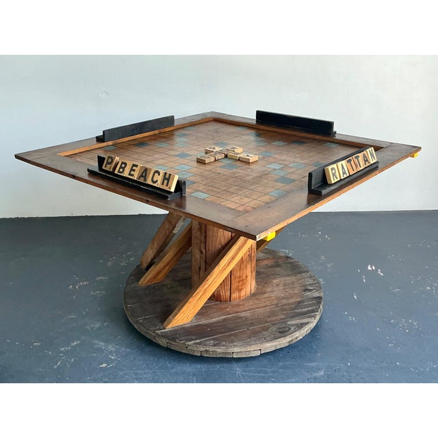 Vintage Monumental Wood Scrabble Board Game Table For Sale - Image 14 of 17