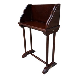 Vintage Federal Mahogany Library Book Stand With Pull-Out Drink Trays For Sale