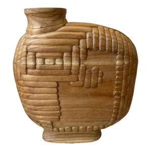 Large Vintage Organic Modern Sculptural Carved Wood Vase or Vessel