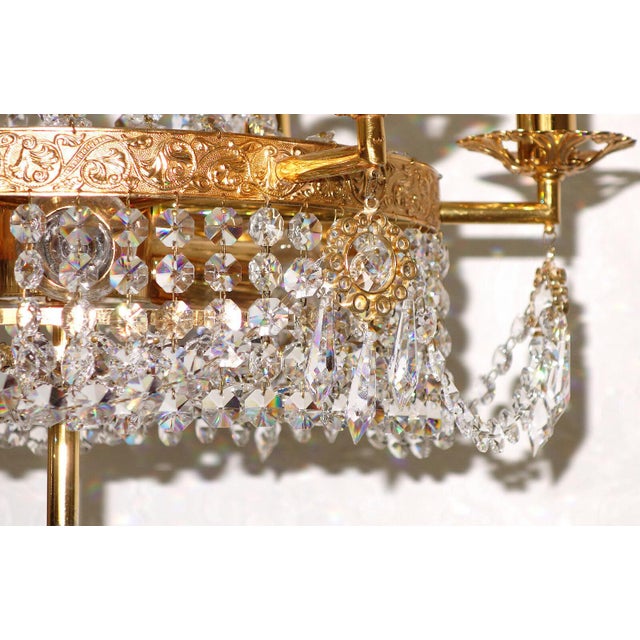 Brass Lead Crystal Nine-Light Chandelier from Palwa, 1950s For Sale - Image 10 of 13