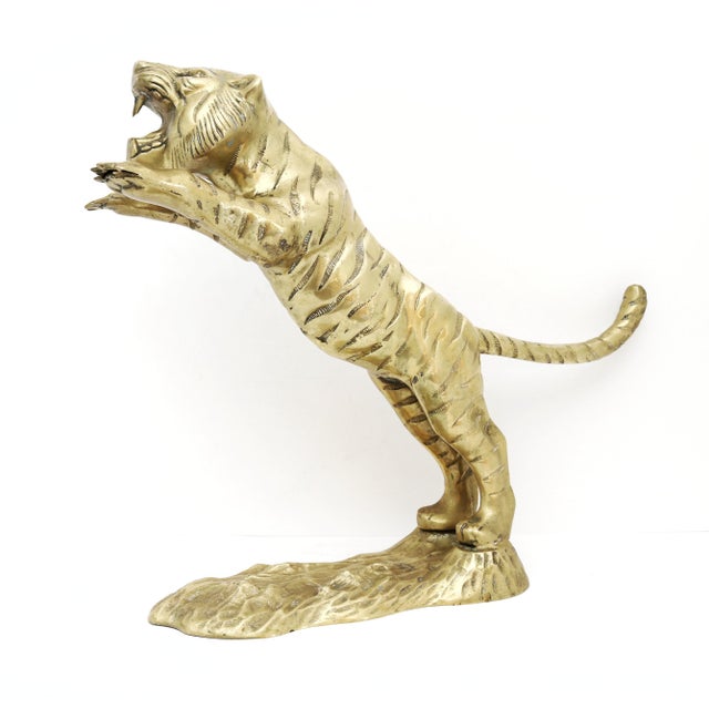 Late 20th Century Brass Tiger Figurine Chairish