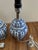 Blue Small Blue and White Geometric Pattern Ceramic Ginger Jar Lamps - Set of Two For Sale - Image 8 of 9