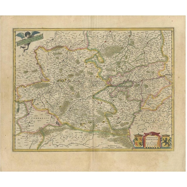 Antique Map of the Hainaut and Namur Region attributed to Janssonius, 1640 For Sale - Image 5 of 5