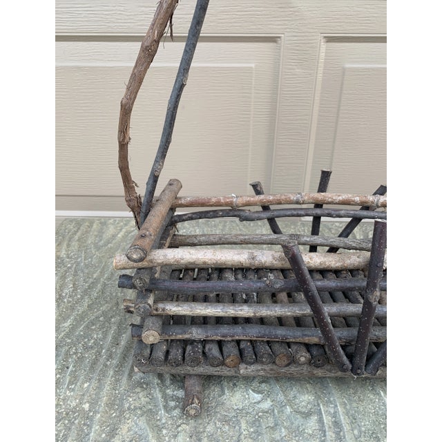 Antique Early 20th Century American Rustic Twig Basket For Sale - Image 4 of 10