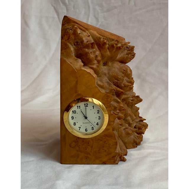 MidCentury Burl Wood Quartz Desk Clock by Charles Elkan Chairish