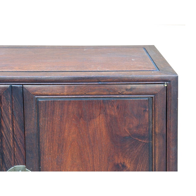 Brown Dark Brown Vintage Rosewood MoonFace Drawers Side Credenza Cabinet For Sale - Image 8 of 10
