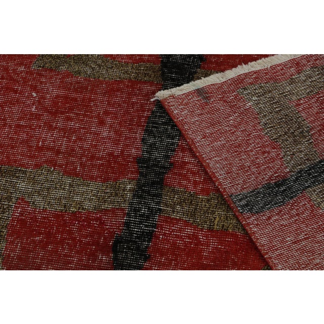 Textile Vintage Zeki Müren Rug in Red With Brown Geometric Pattern, From Rug & Kilim For Sale - Image 7 of 7