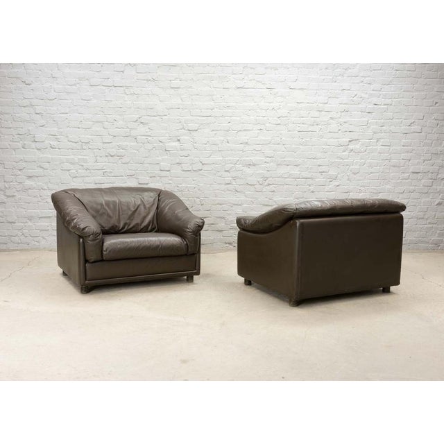 Mid-Century Modern Set of Brown Leather Lounge Chairs from Leolux, Netherlands, 1970s For Sale - Image 3 of 18