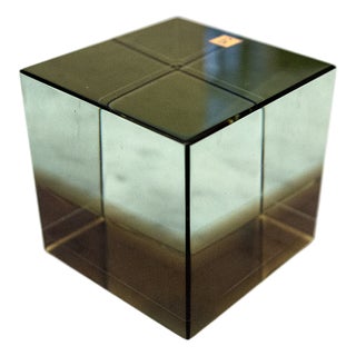 Glass Solidi Paperweight Cube from Fontana Arte, 1980s For Sale