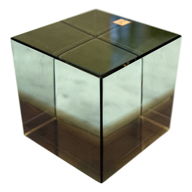 Glass Solidi Paperweight Cube from Fontana Arte, 1980s For Sale