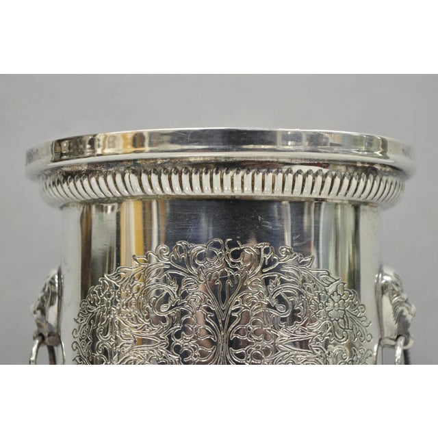 Vintage English Regency Silver Plated Small Lion Head Oval Desk Biscuit Barrel For Sale In Philadelphia - Image 6 of 12