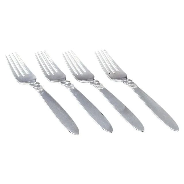 1940s Large Sterling Silver Dinner Forks in the Cactus Pattern from Georg Jensen, 1940s, Set of 4 For Sale - Image 5 of 5