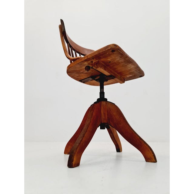 Bauhaus Swivel Office Chair in Wood by Der Ferderdreh, 1930s For Sale - Image 6 of 11