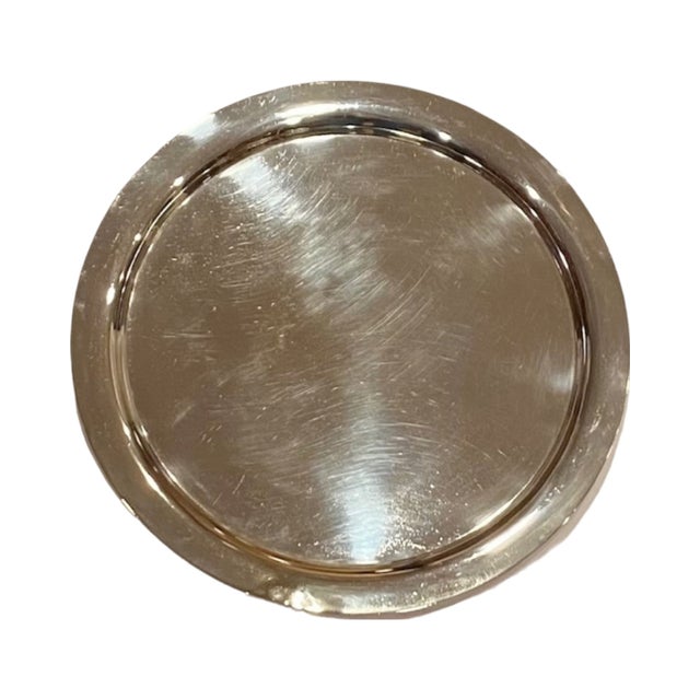 Vintage Asprey & Garrard London Silver Plated Round Cocktail Serving Tray For Sale - Image 12 of 12