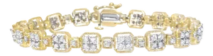 10K Yellow Gold 2.0 Cttw Diamond Square Link Bracelet (J-K Color, I2-I3 Clarity) - Size 7.25"