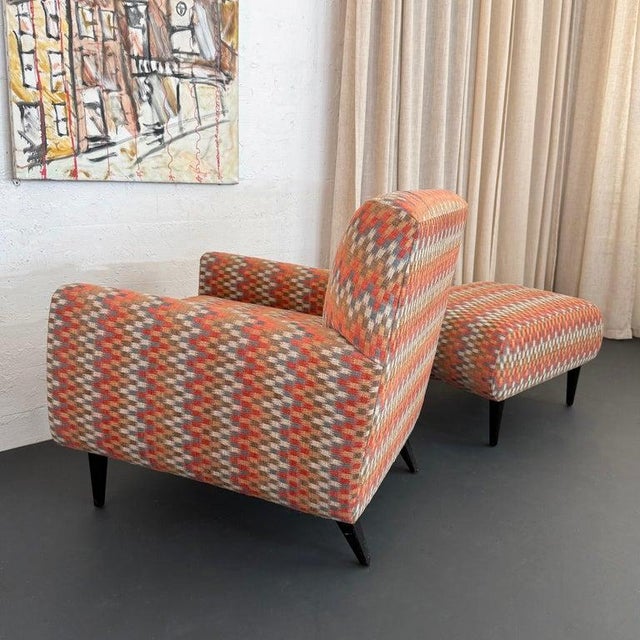 1940s 1940s MId Century Modern Upholstered Lounge Chair Ottoman Set For Sale - Image 5 of 11