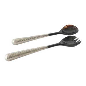 Mid 20th Century Silver and Faux Tortoise Salad Servers- a Pair