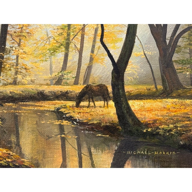 Horse next to River in the Woods of the English Countryside by British Artist 1970 (Circa) For Sale - Image 6 of 18