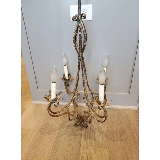 Antique Egyptian Wrought Iron Electrified Chandelier For Sale - Image 4 of 11