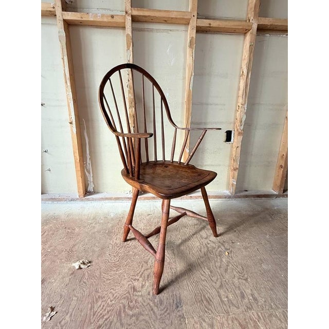 Wood Antique 19th Century Windsor Spindle Back Plank Seat Armchair For Sale - Image 7 of 17