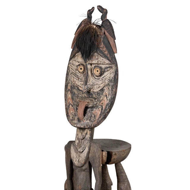 1920s Antique African Orator's Stool (Teket) Litmus People Papua New Guinea 60" H For Sale - Image 5 of 6