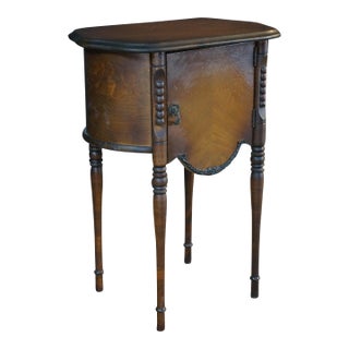 Antique Victorian Walnut Tobacco Humidor Cabinet Side Table Parlor Smoke Stand 26" For Sale