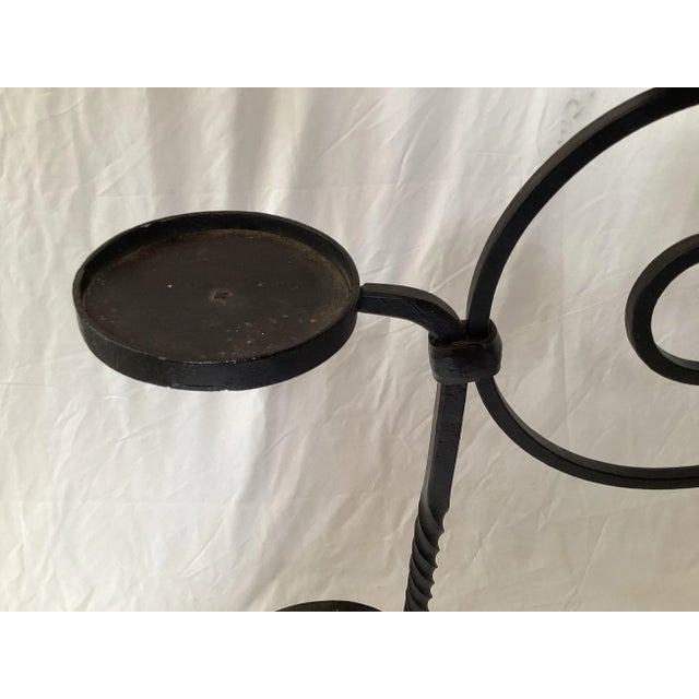 Early 20th Century Large Black Wrought Iron Plant Stand or Candle Holder For Sale - Image 4 of 7